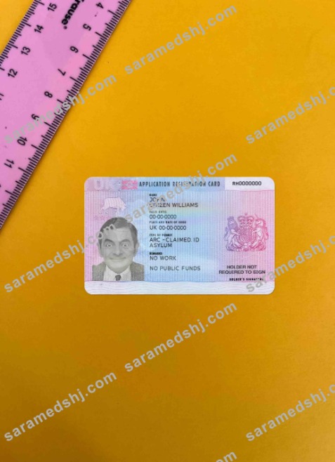UK application registration card photolook FRONT
